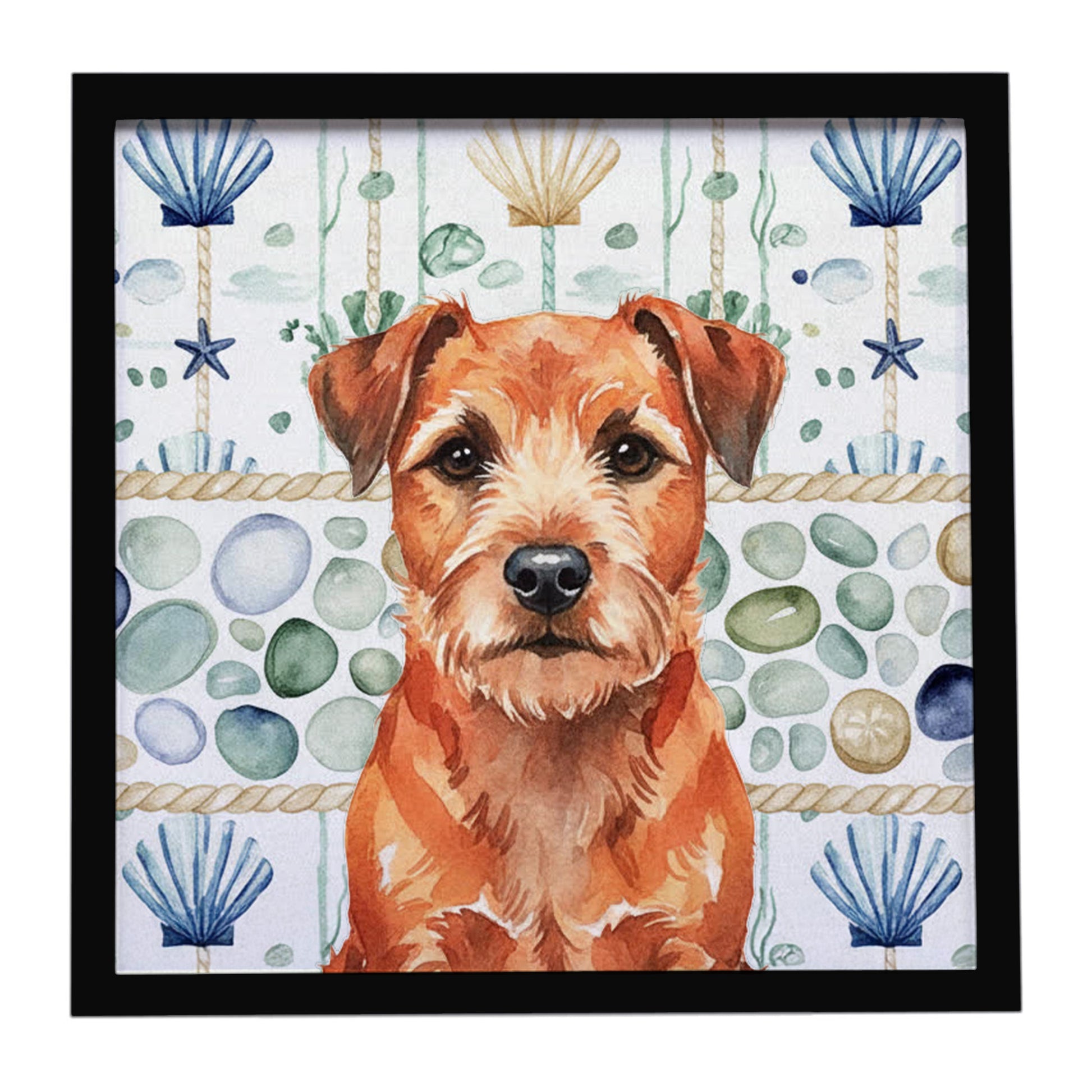 Buy this Red Border Terrier Coastal Sea Glass Framed Metal Print