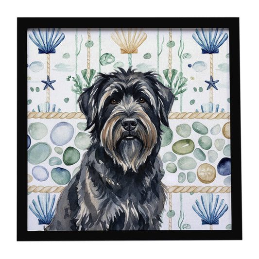 Buy this Bouvier des Flandres Coastal Sea Glass Framed Metal Print