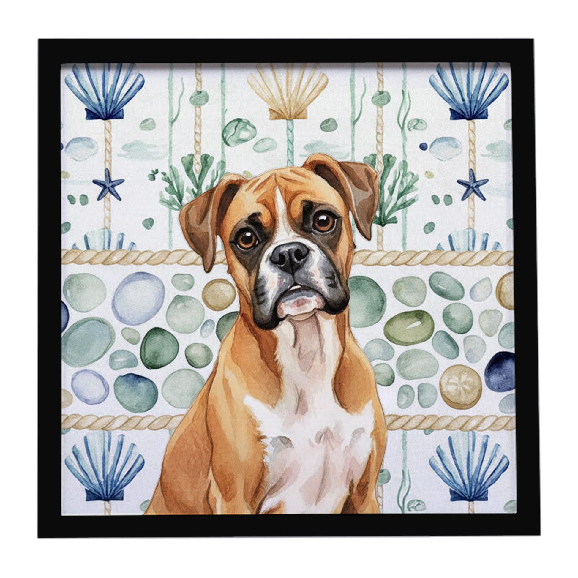 Buy this Boxer Coastal Sea Glass Framed Metal Print