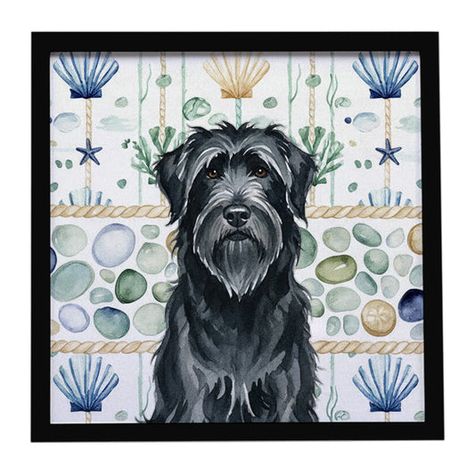 Buy this Black Briard Coastal Sea Glass Framed Metal Print