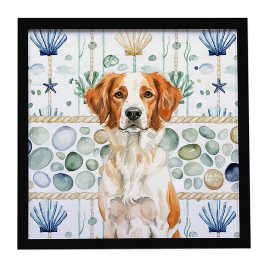 Buy this Orange and White Brittany Coastal Sea Glass Framed Metal Print