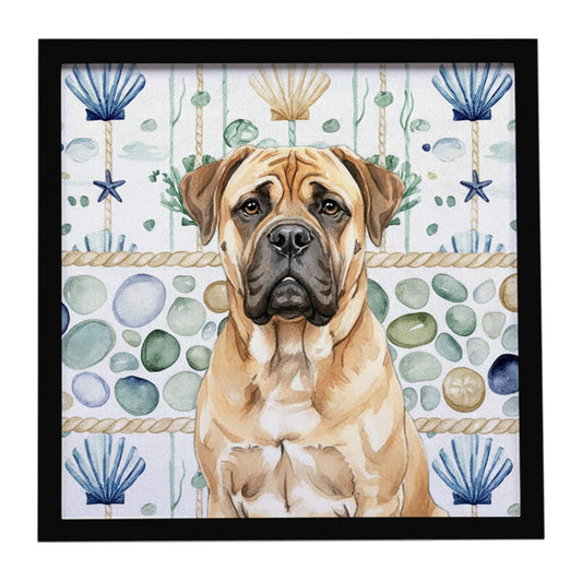Buy this Bullmastiff Coastal Sea Glass Framed Metal Print