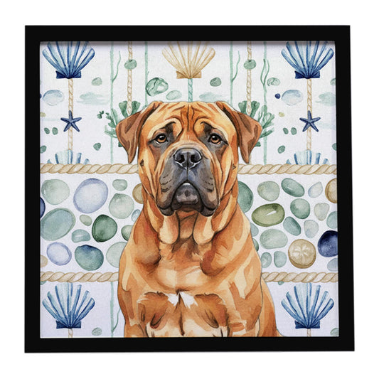 Buy this Red Bullmastiff Coastal Sea Glass Framed Metal Print