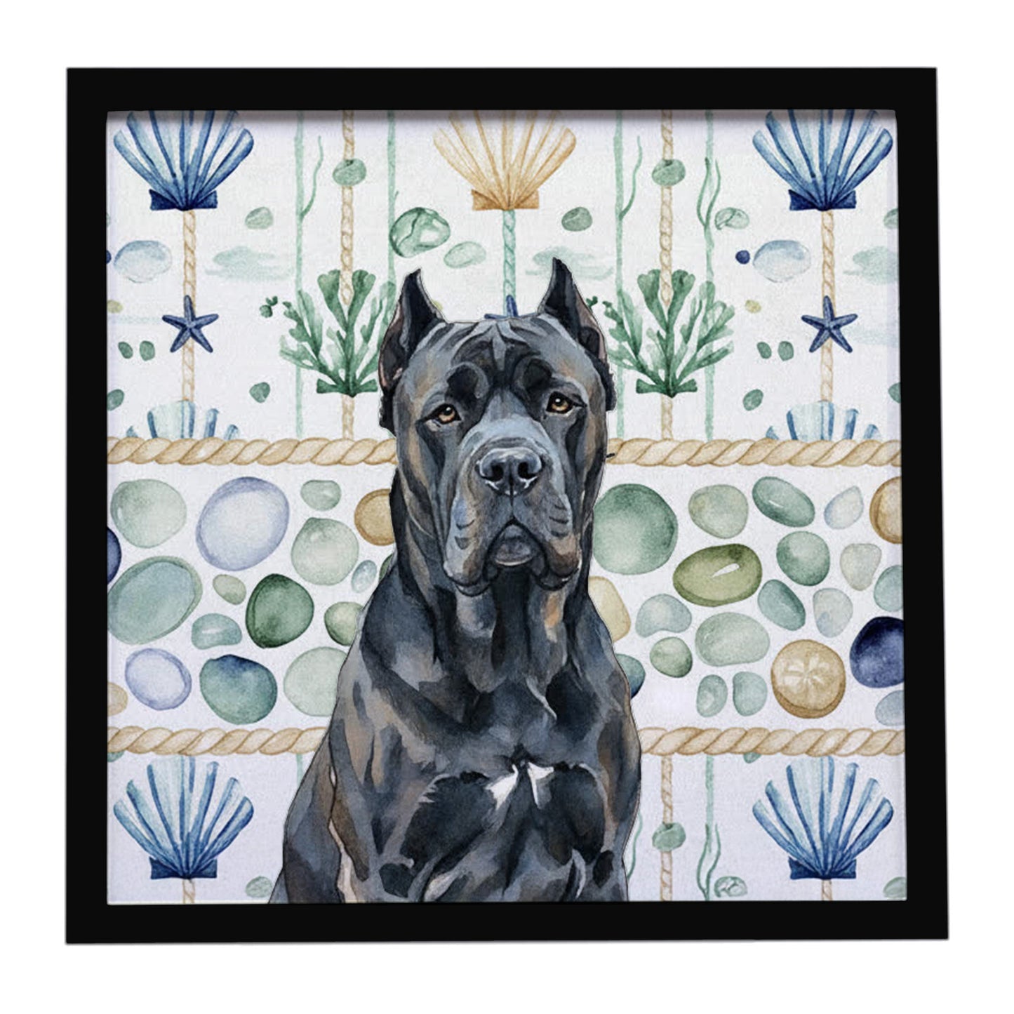 Buy this Cane Corso Coastal Sea Glass Framed Metal Print