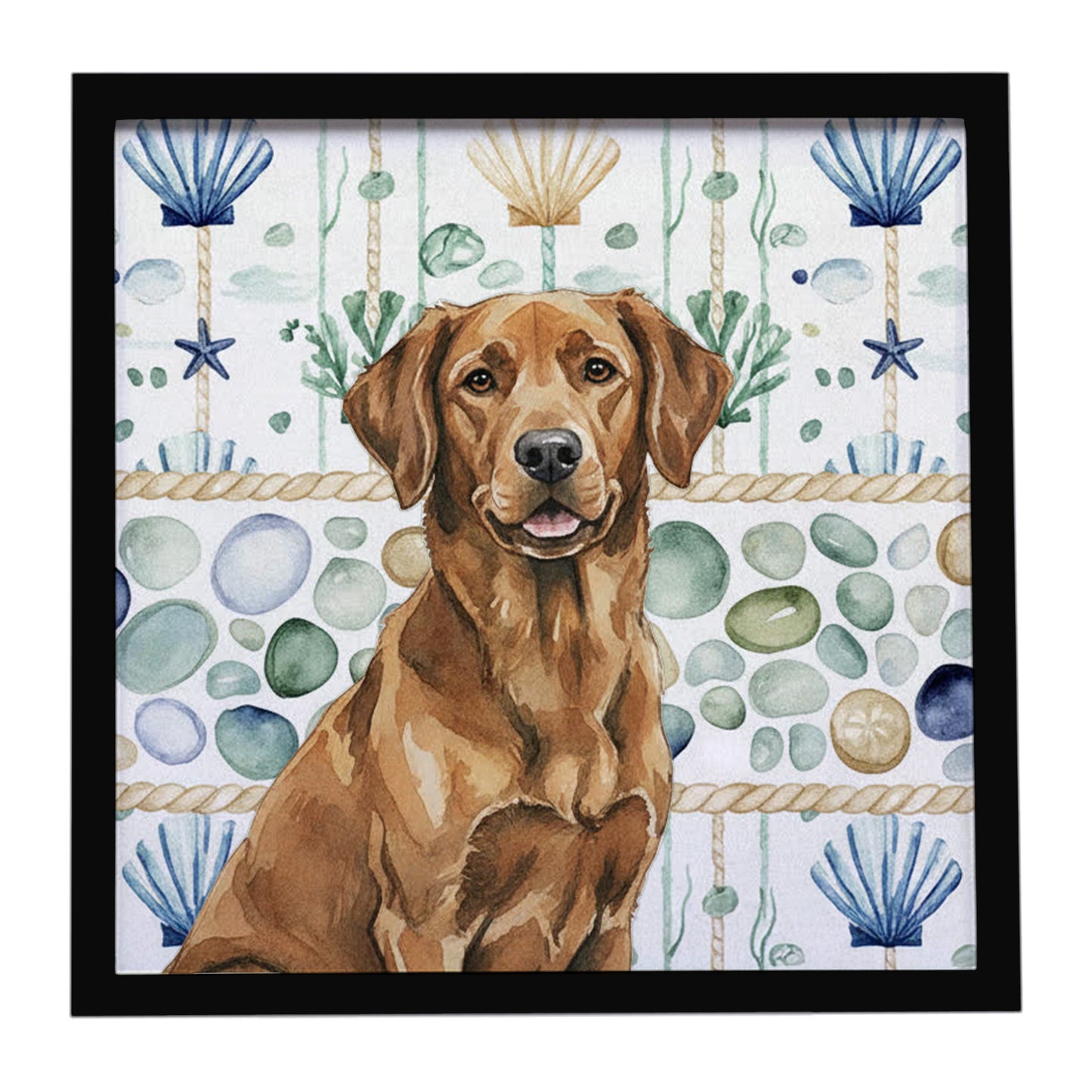 Buy this Chesapeake Bay Retriever Coastal Sea Glass Framed Metal Print