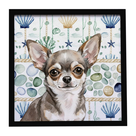 Buy this Chihuahua Coastal Sea Glass Framed Metal Print