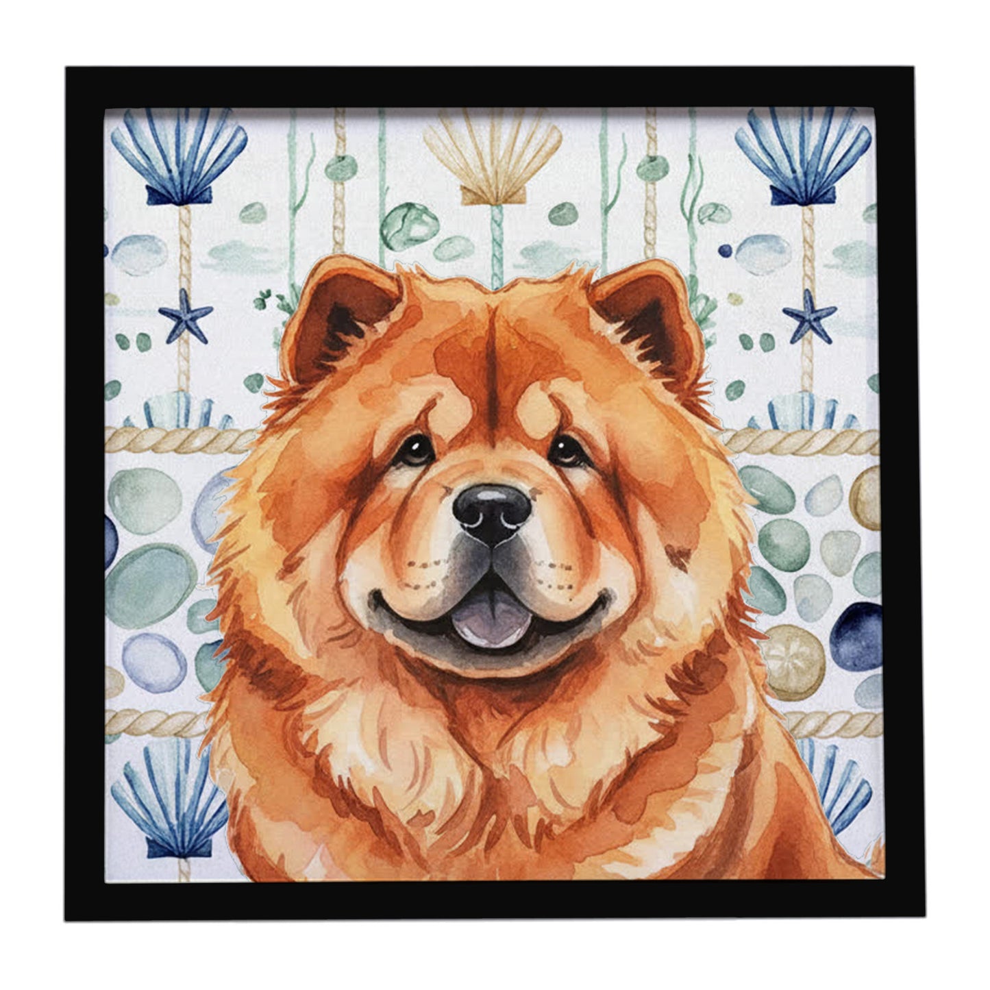 Buy this Red Chow Chow Coastal Sea Glass Framed Metal Print