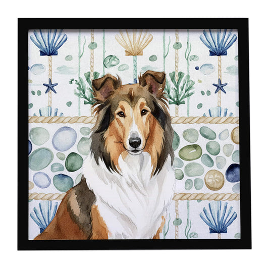 Buy this Sable Collie Coastal Sea Glass Framed Metal Print