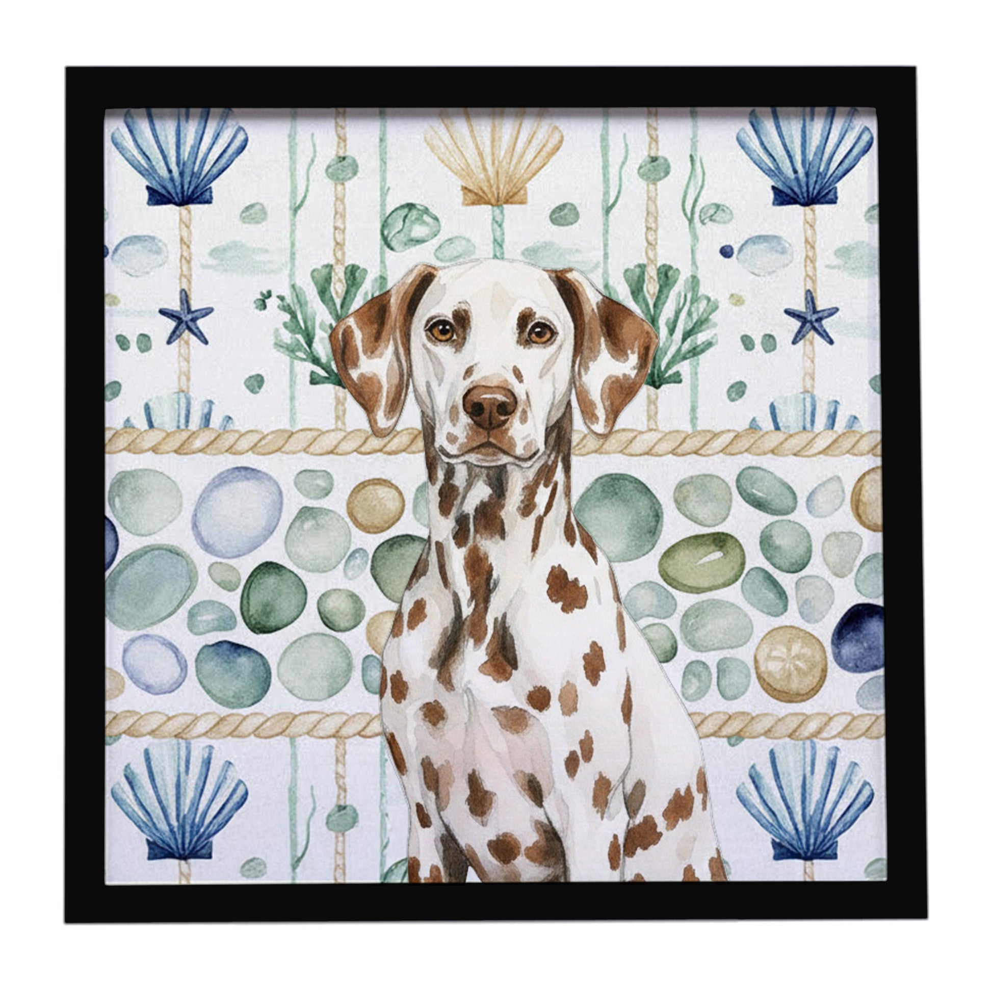 Buy this Liver Dalmatian Coastal Sea Glass Framed Metal Print