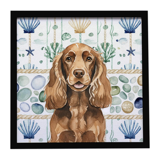 Buy this Liver English Cocker Spaniel Coastal Sea Glass Framed Metal Print
