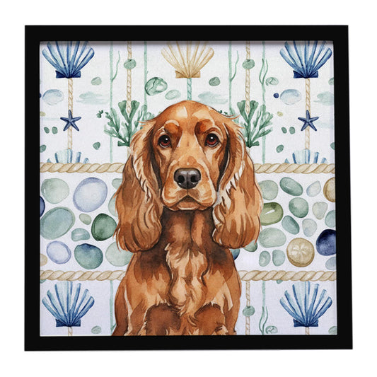 Buy this Red English Cocker Spaniel Coastal Sea Glass Framed Metal Print