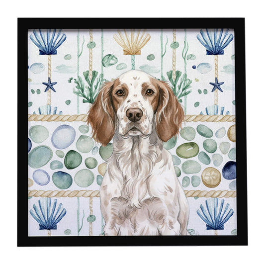 Buy this Liver Belton English Setter Coastal Sea Glass Framed Metal Print