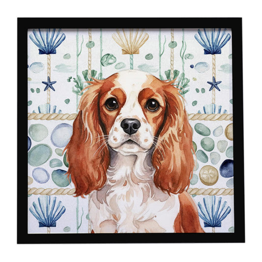 Buy this Blenheim English Toy Spaniel Coastal Sea Glass Framed Metal Print