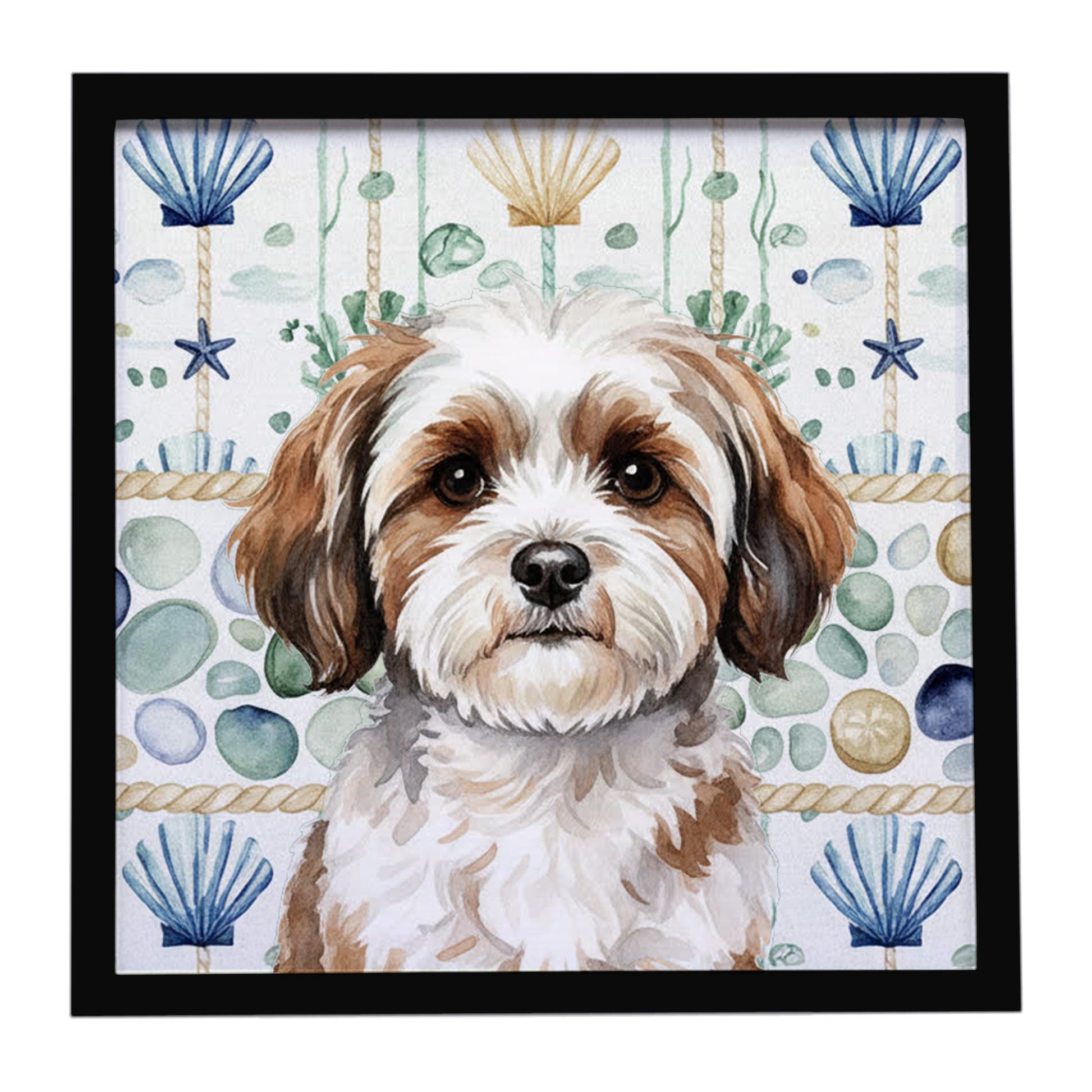 Buy this Parti-color Havanese Coastal Sea Glass Framed Metal Print