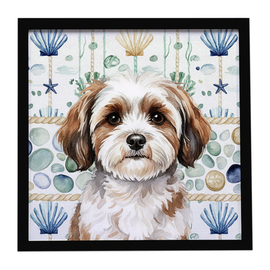 Buy this Parti-color Havanese Coastal Sea Glass Framed Metal Print