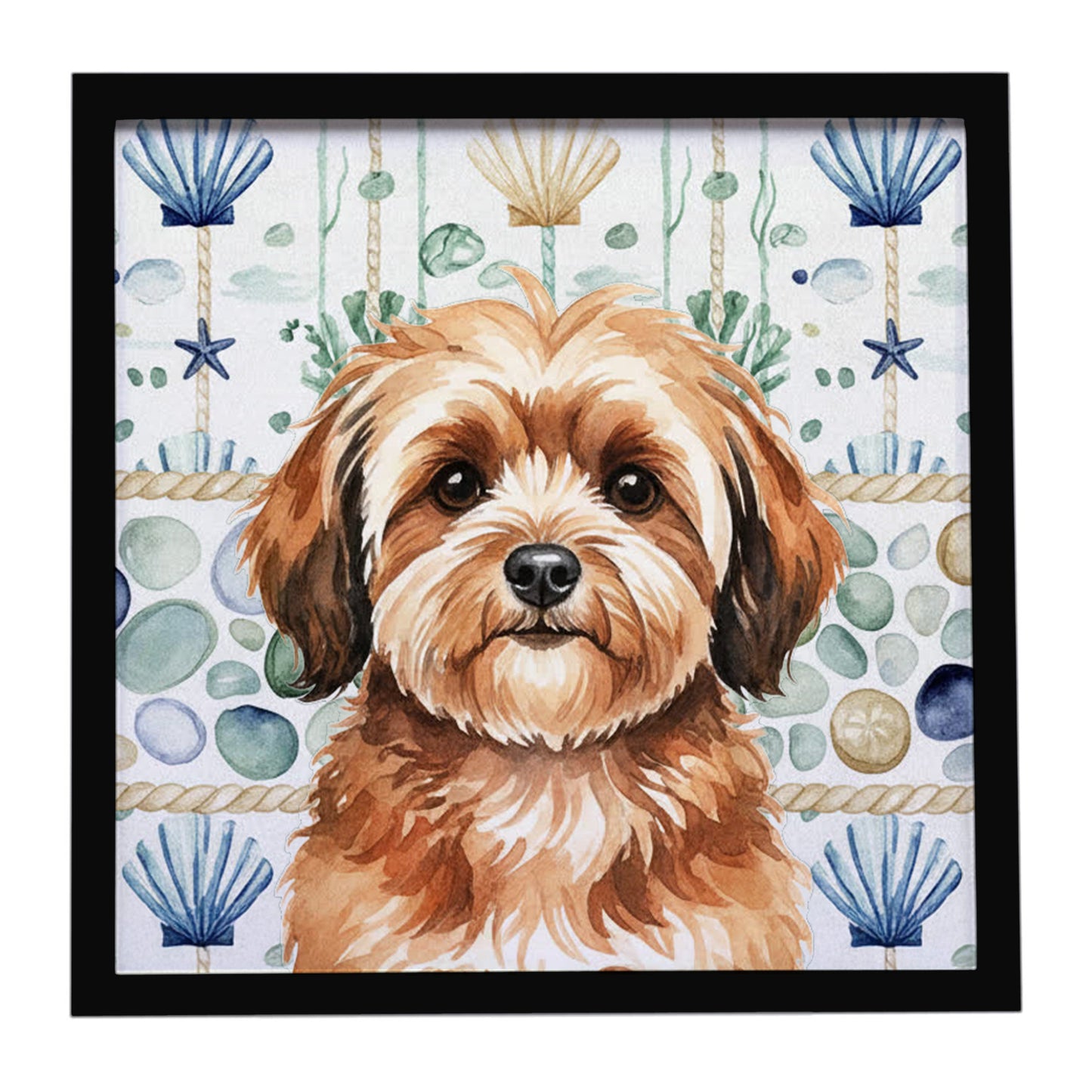 Buy this Sable Havanese Coastal Sea Glass Framed Metal Print