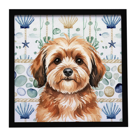 Buy this Sable Havanese Coastal Sea Glass Framed Metal Print