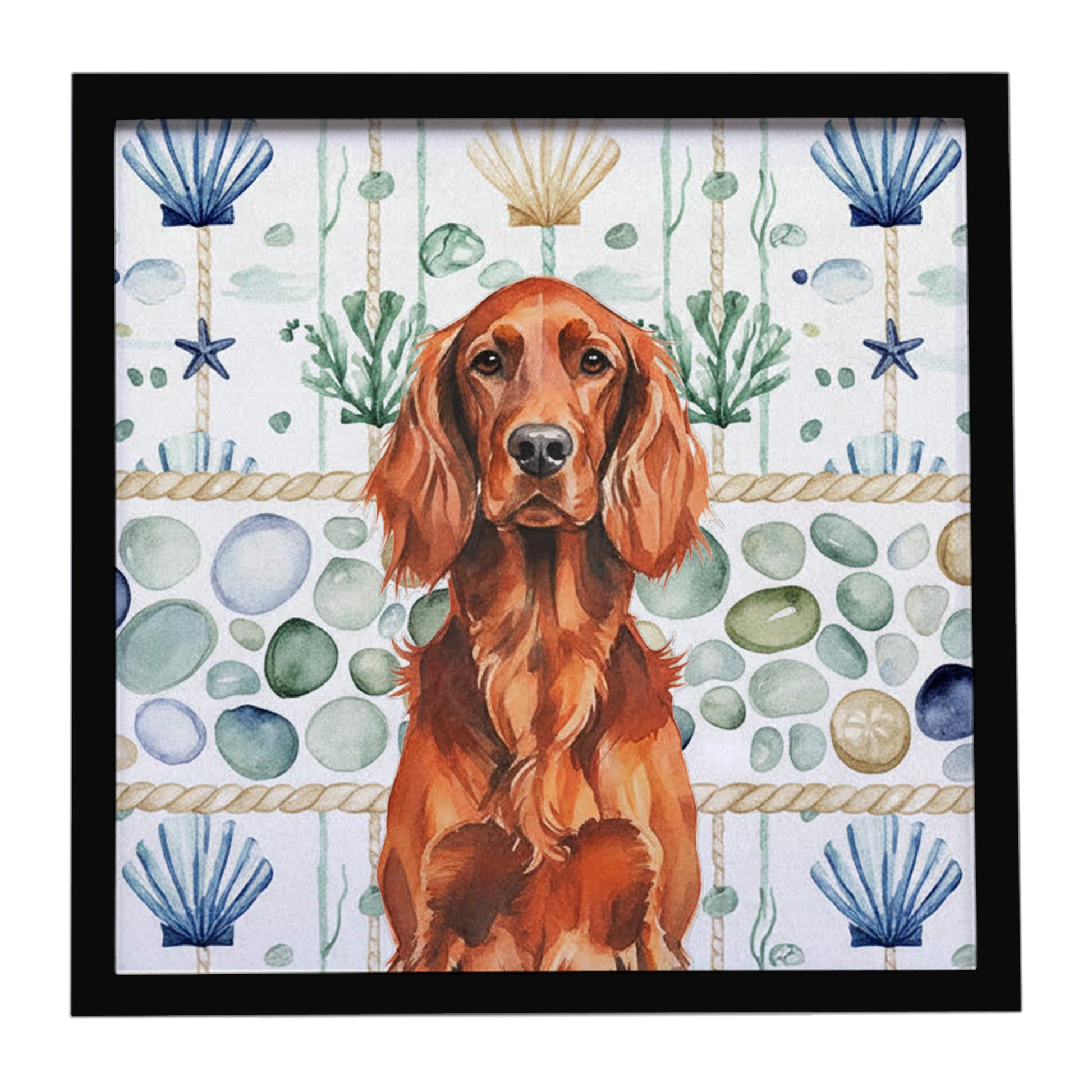 Buy this Irish Setter Coastal Sea Glass Framed Metal Print