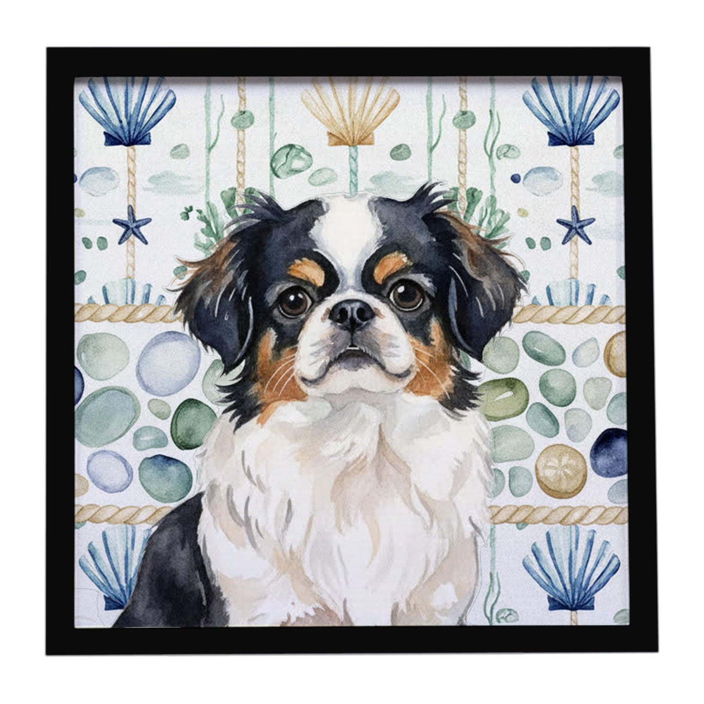 Buy this Tricolor Japanese Chin Coastal Sea Glass Framed Metal Print