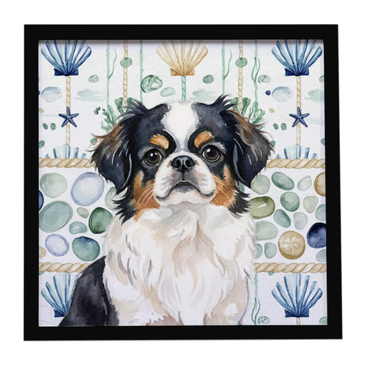 Buy this Tricolor Japanese Chin Coastal Sea Glass Framed Metal Print