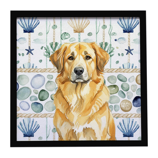 Buy this Lion Yellow Leonberger Coastal Sea Glass Framed Metal Print