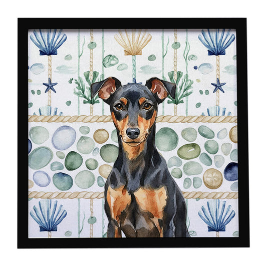 Buy this Manchester Terrier Coastal Sea Glass Framed Metal Print