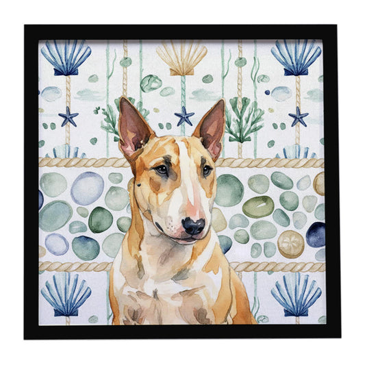 Buy this Miniature Bull Terrier Coastal Sea Glass Framed Metal Print