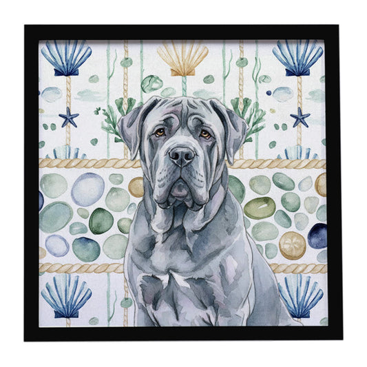 Buy this Blue Neapolitan Mastiff Coastal Sea Glass Framed Metal Print