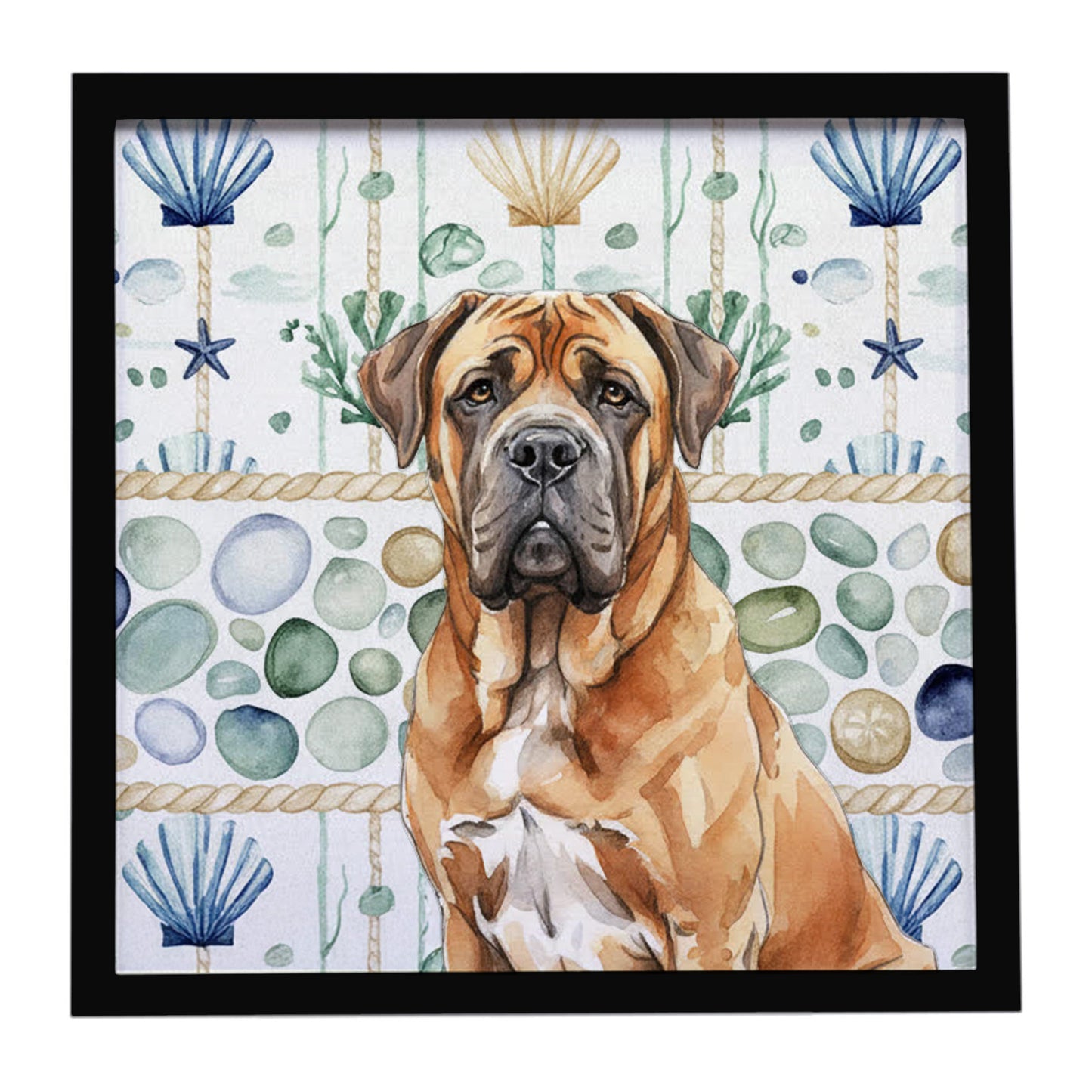 Buy this Neapolitan Mastiff Coastal Sea Glass Framed Metal Print