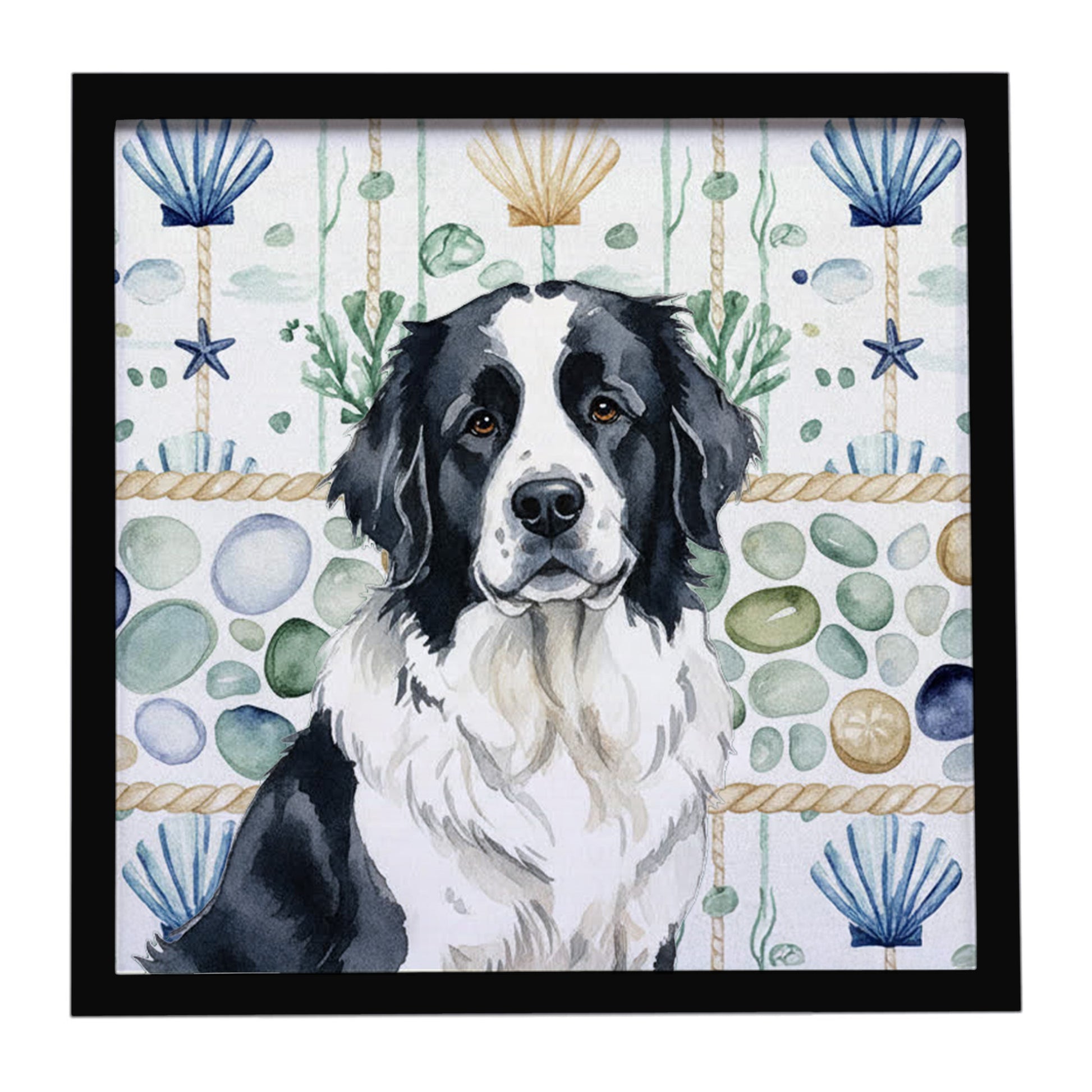 Buy this Landseer Newfoundland Coastal Sea Glass Framed Metal Print