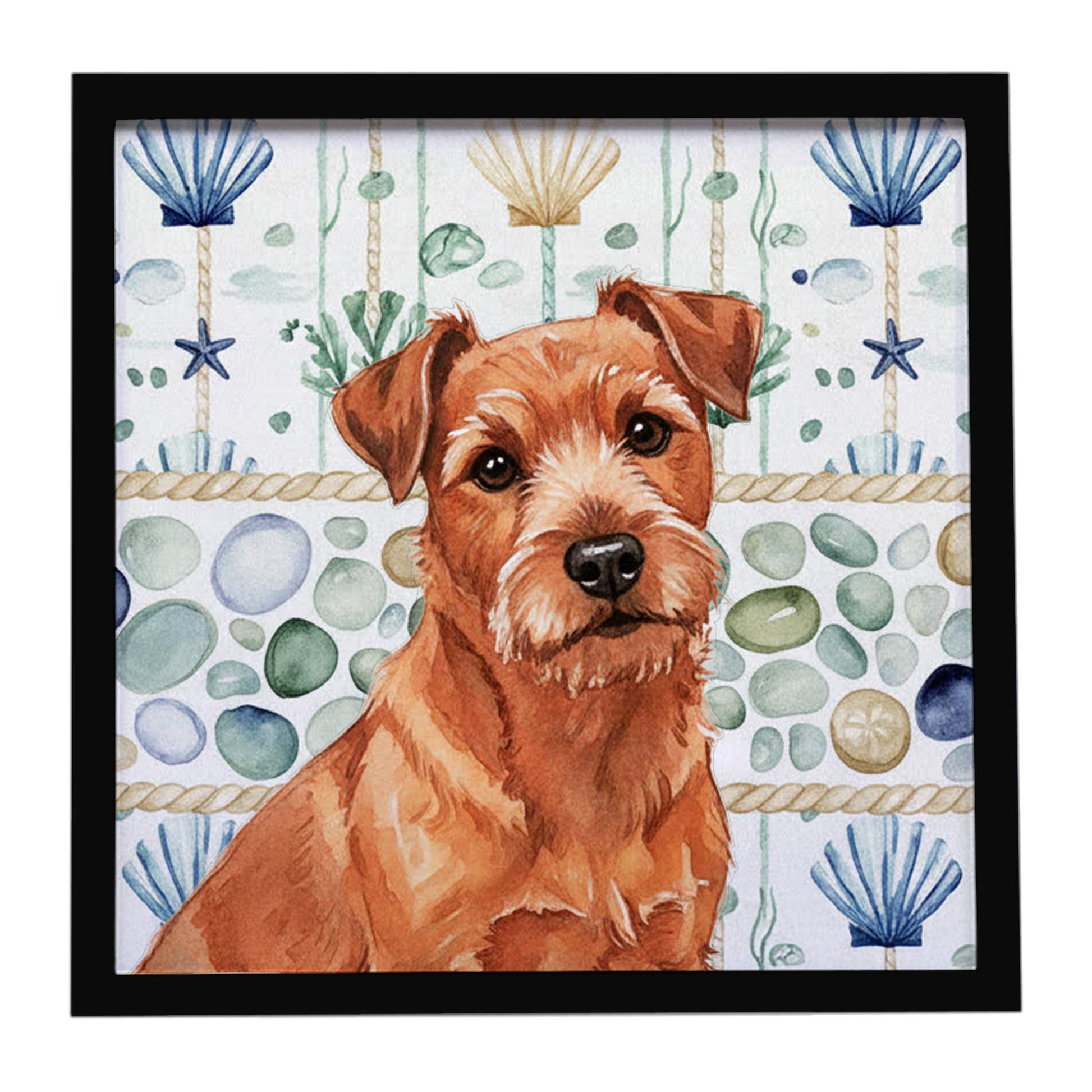 Buy this Red Norfolk Terrier Coastal Sea Glass Framed Metal Print
