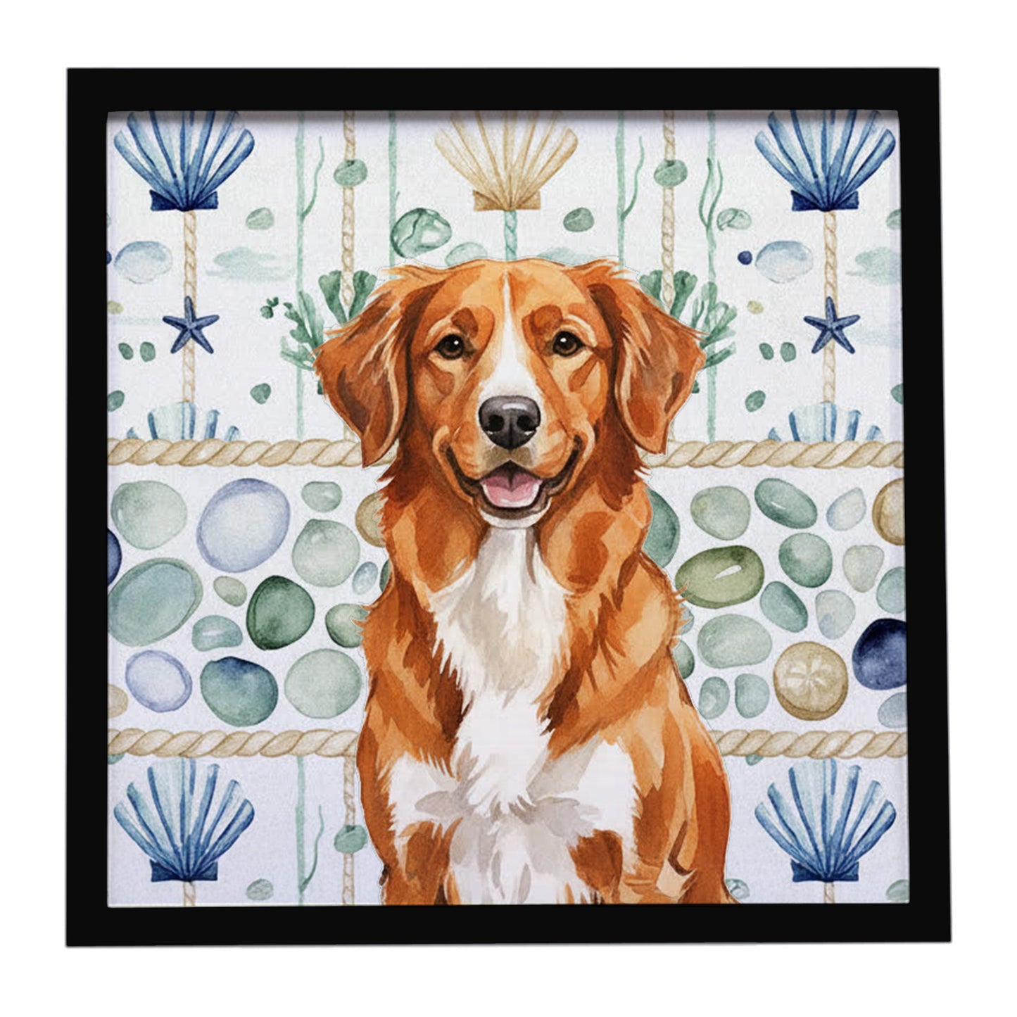Buy this Orange Nova Scotia Duck Tolling Retriever Coastal Sea Glass Framed Metal Print