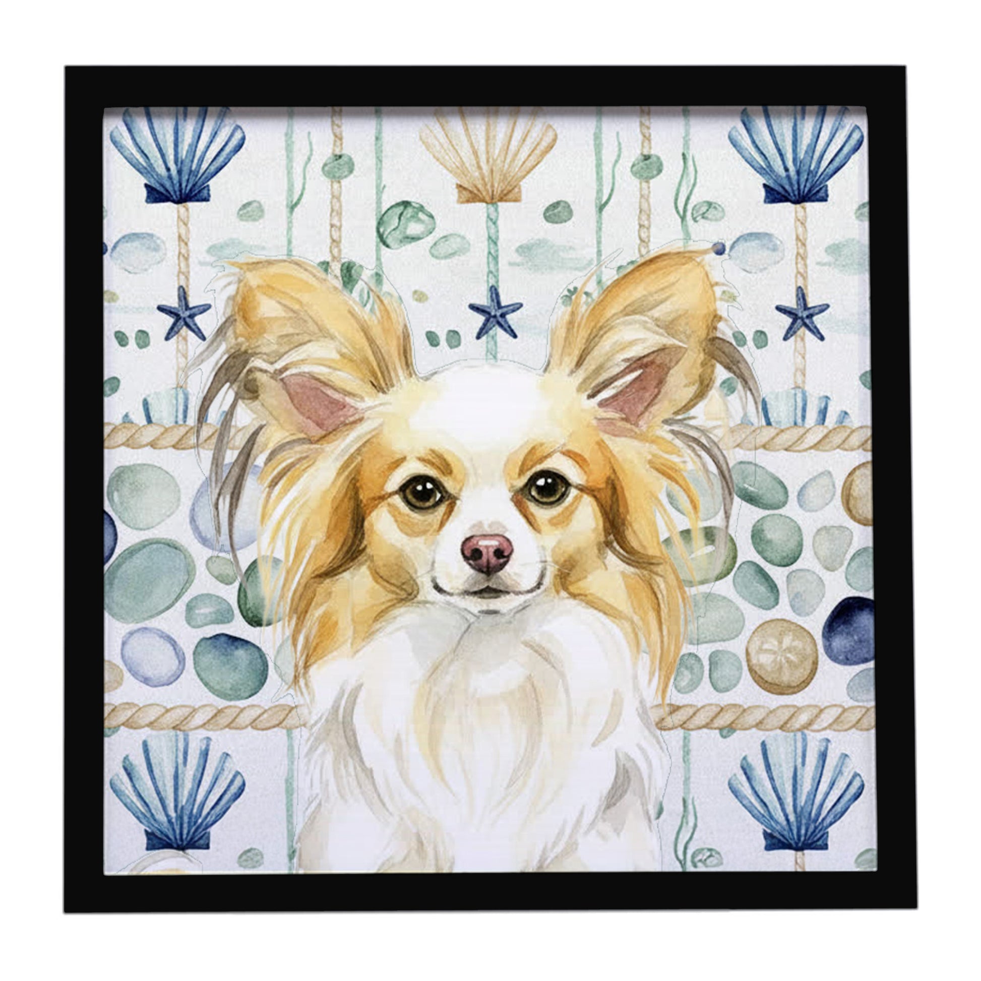 Buy this Lemon and White Papillon Coastal Sea Glass Framed Metal Print