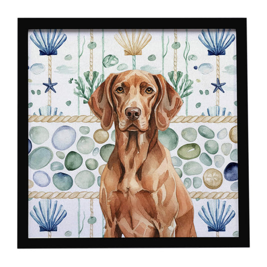 Buy this Liver Pointer Coastal Sea Glass Framed Metal Print