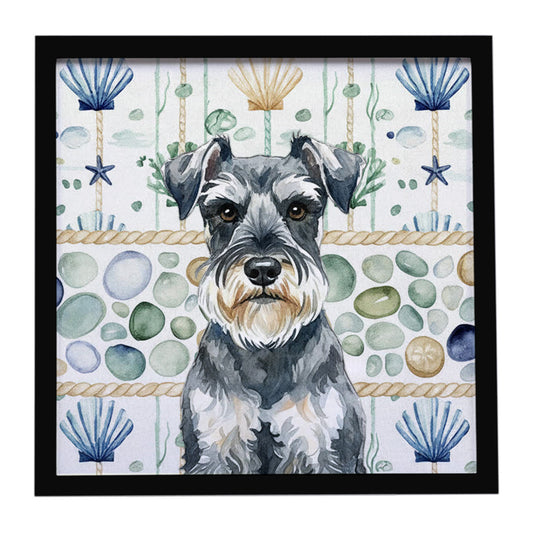 Buy this Schnauzer Coastal Sea Glass Framed Metal Print