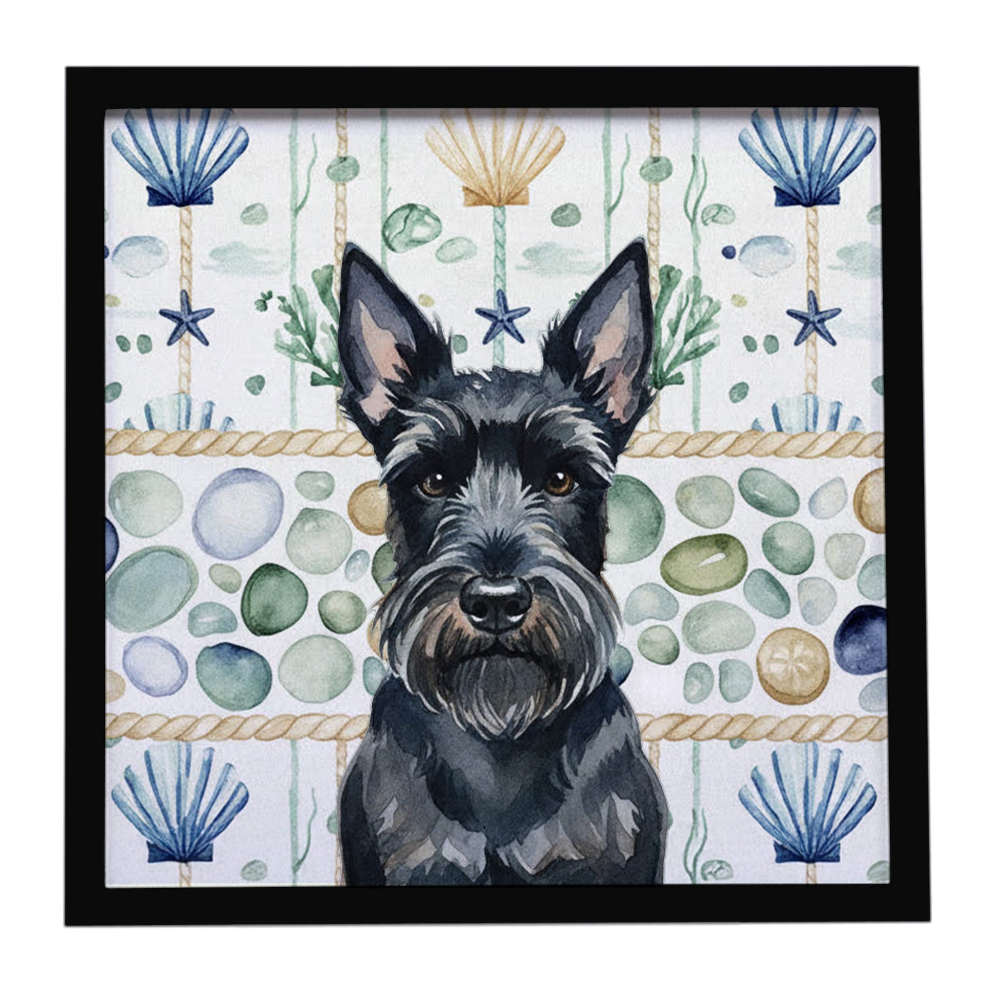 Buy this Scottish Terrier Coastal Sea Glass Framed Metal Print