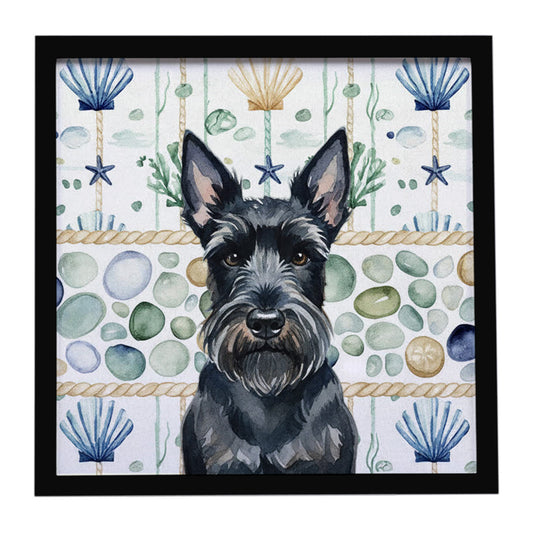 Buy this Scottish Terrier Coastal Sea Glass Framed Metal Print