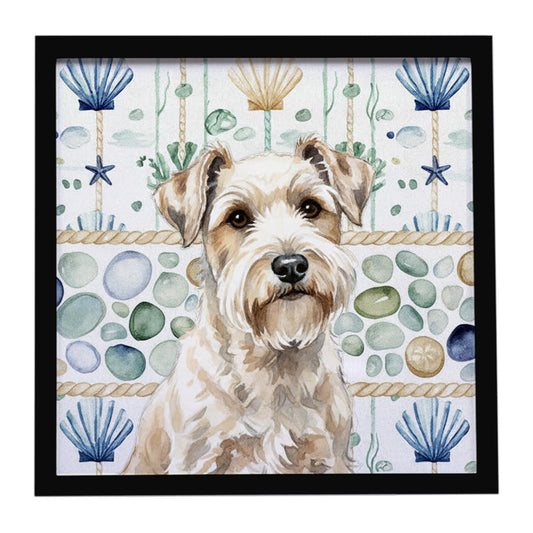 Buy this Sealyham Terrier Coastal Sea Glass Framed Metal Print