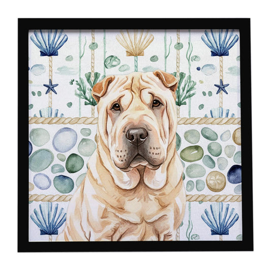 Buy this Shar Pei Coastal Sea Glass Framed Metal Print