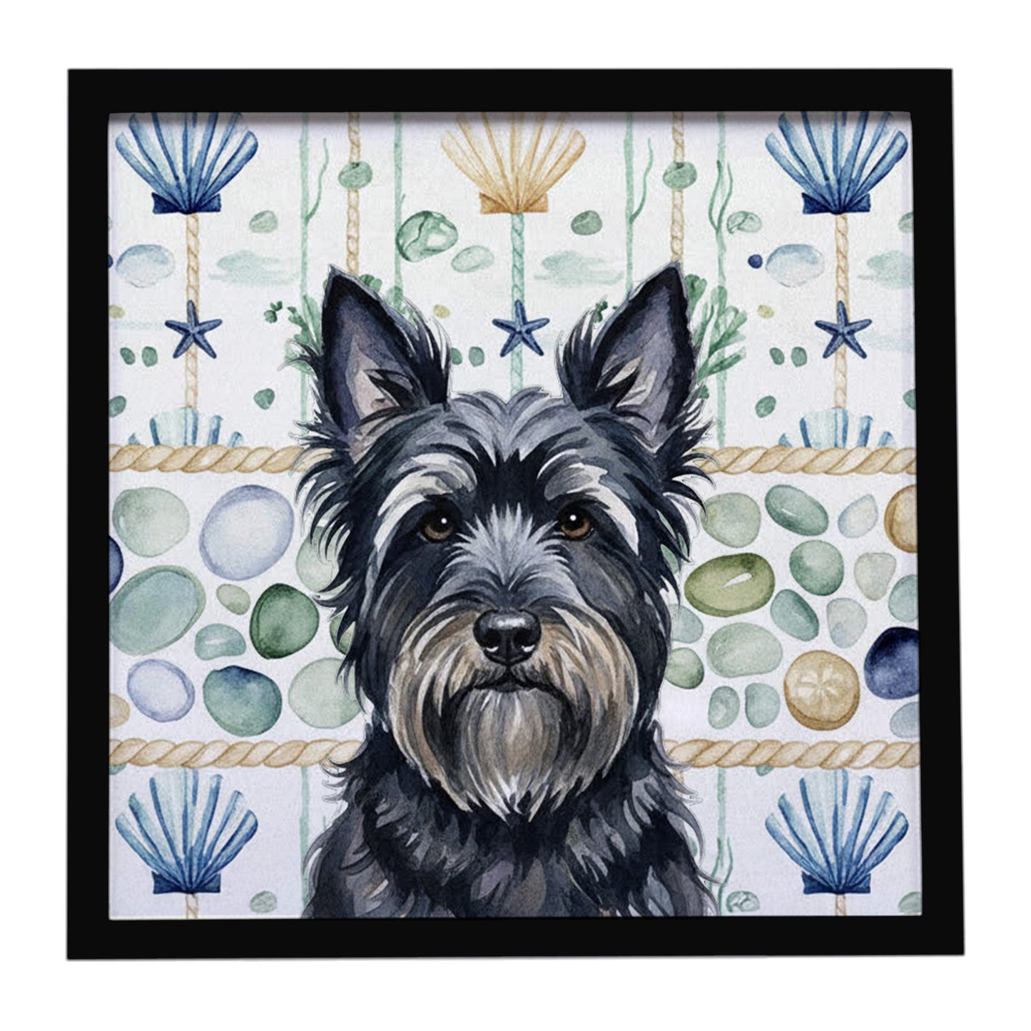 Buy this Black Skye Terrier Coastal Sea Glass Framed Metal Print