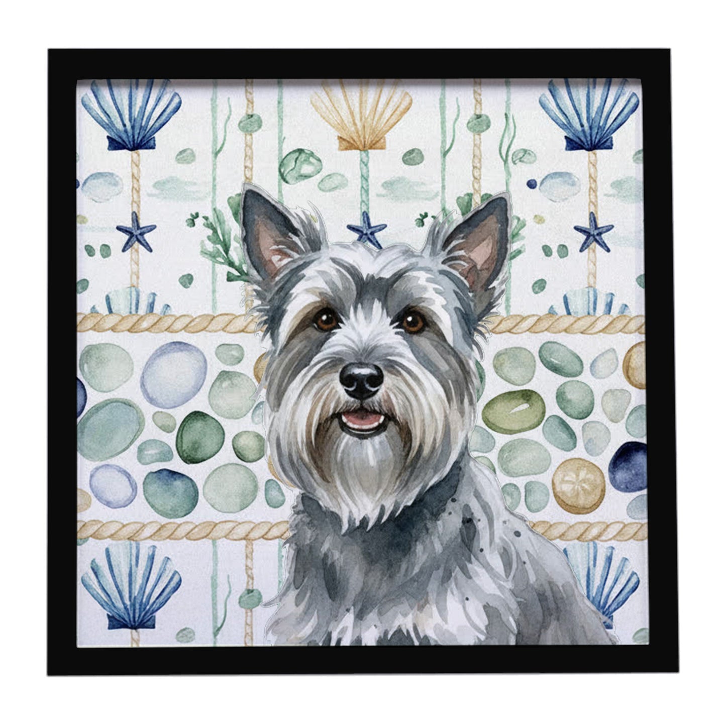 Buy this Gray Skye Terrier Coastal Sea Glass Framed Metal Print