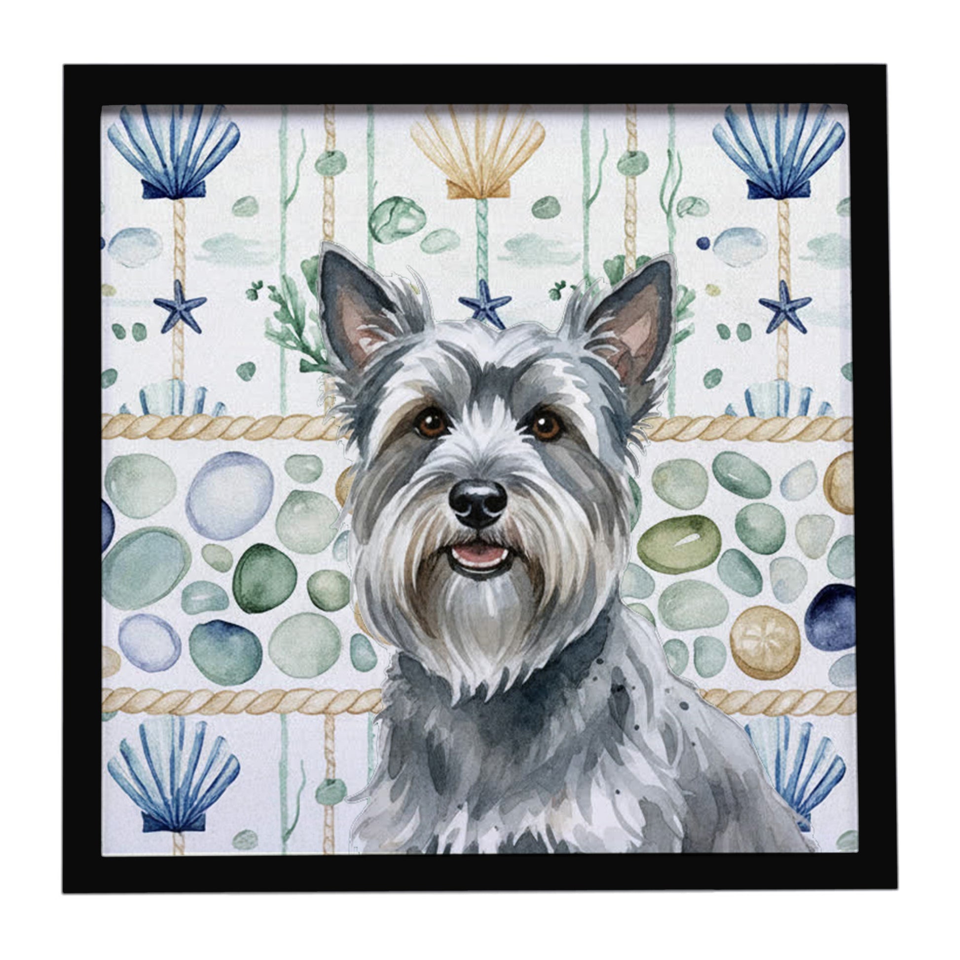 Buy this Gray Skye Terrier Coastal Sea Glass Framed Metal Print