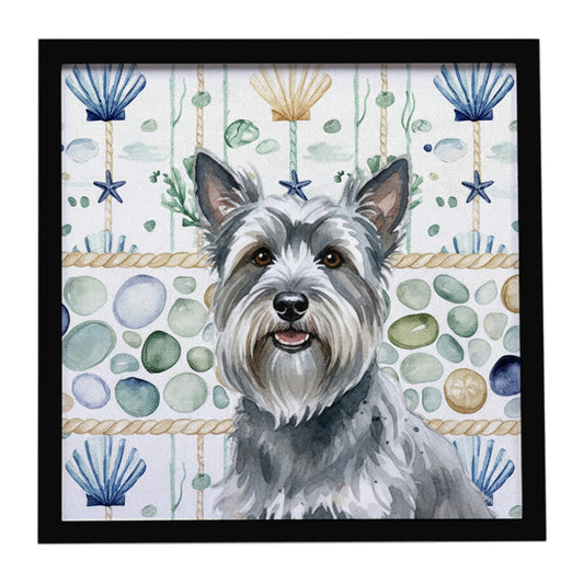 Buy this Gray Skye Terrier Coastal Sea Glass Framed Metal Print