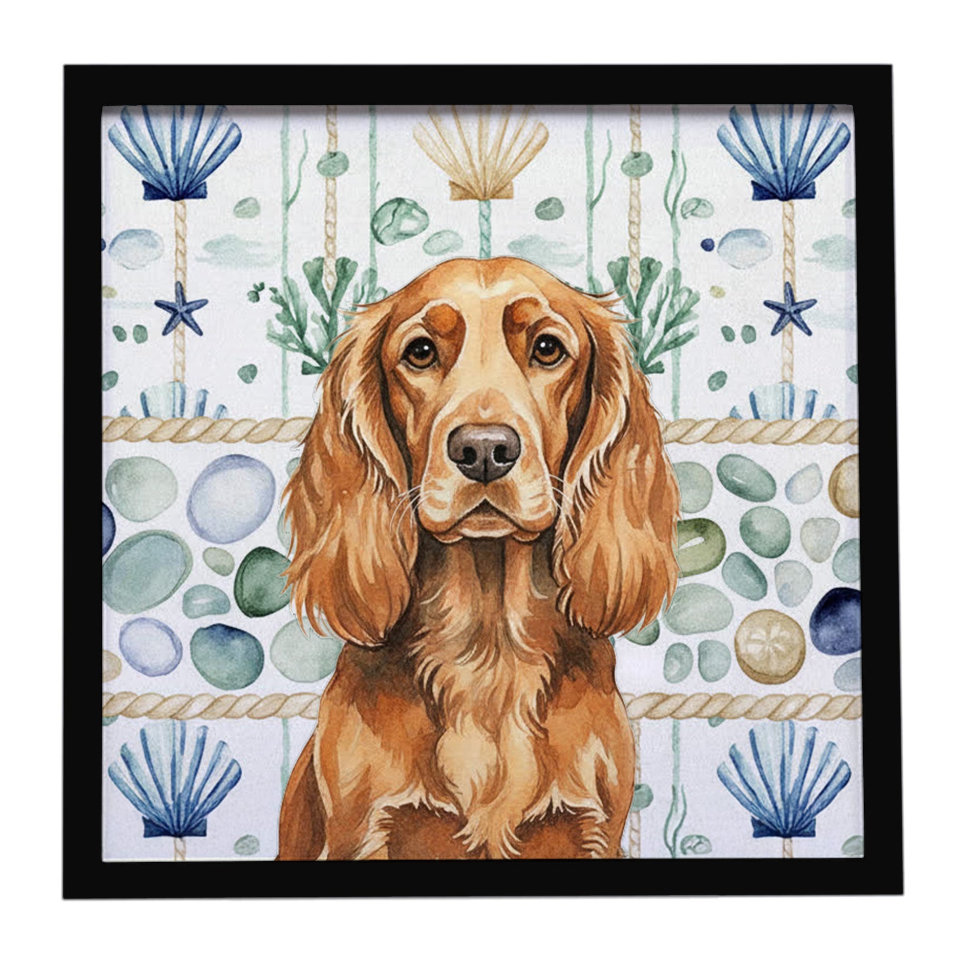 Buy this Sussex Spaniel Coastal Sea Glass Framed Metal Print