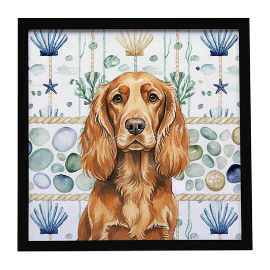 Buy this Sussex Spaniel Coastal Sea Glass Framed Metal Print