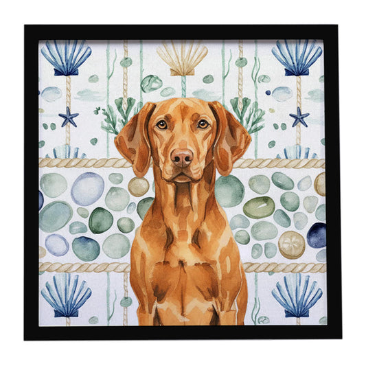 Buy this Vizsla Coastal Sea Glass Framed Metal Print