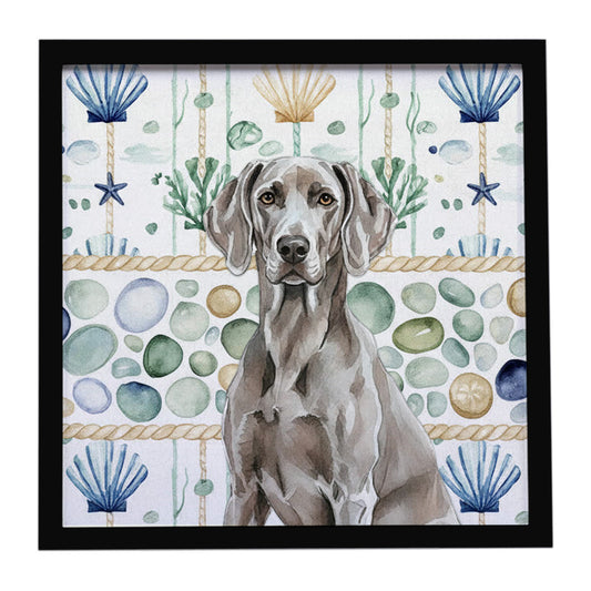 Buy this Weimaraner Coastal Sea Glass Framed Metal Print