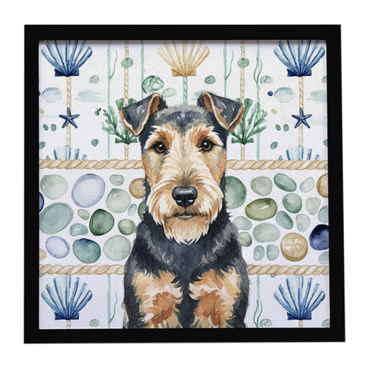 Buy this Welsh Terrier Coastal Sea Glass Framed Metal Print