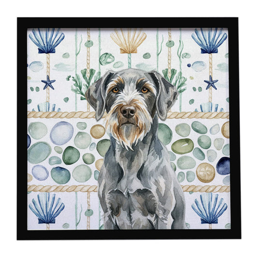 Buy this Steel Gray Wirehaired Pointing Griffon Coastal Sea Glass Framed Metal Print