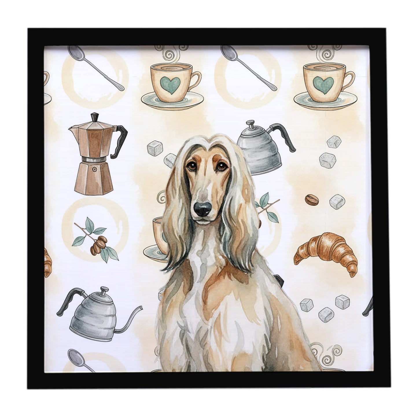 Buy this Afghan Hound Coffee Bar Framed Metal Print